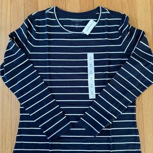 Banana Republic Dark Blue and White Striped Top